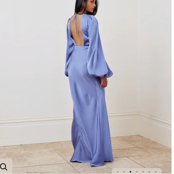 STUDIO LEXI INDIA DRESS STONE BLUE MAXI OPEN BACK SATIN NEW WITH TAGS 8 - Picture 15 of 15